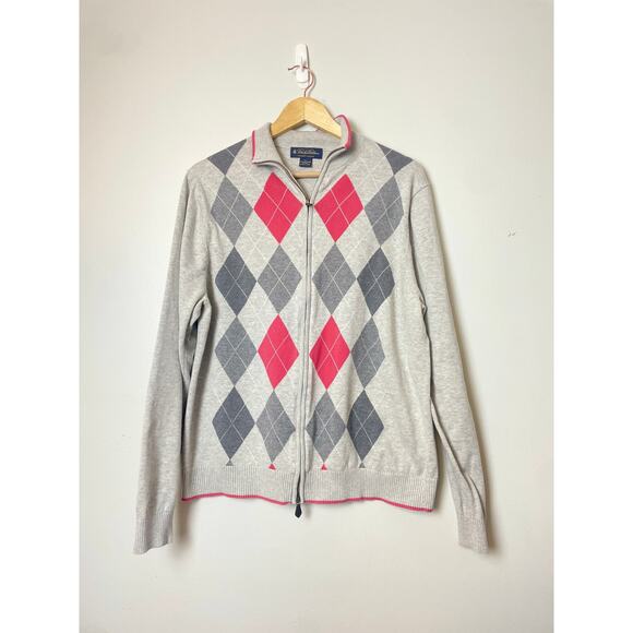 Brooks Brothers Men's Supima Cotton Cardigan Size Large Argyle Print Academic - Picture 6 of 11